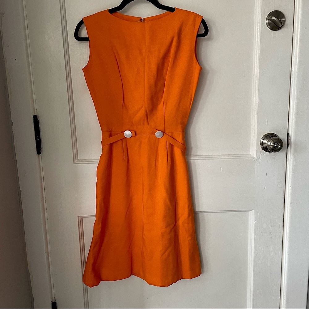 Vintage 60s Orange Sheath Dress with Pockets